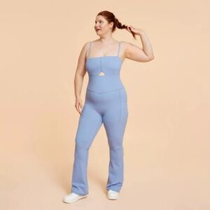 Blogilates Peekaboo Flare Active Jumpsuit Troposphere Blue Women’s XL